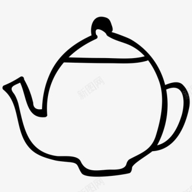 茶壶瓷器酒店和餐厅手绘涂鸦图标图标