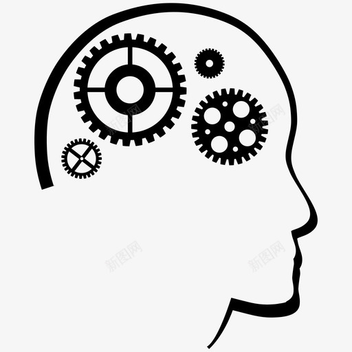 思考推理轮廓图标svg_新图网 https://ixintu.com 发明 大脑 头 工作 思考 推理 机械 轮廓 齿轮