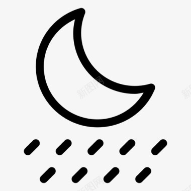 夜间降雨暴雨月亮图标图标