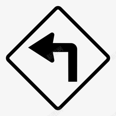 左转路标减速禁止直行图标图标