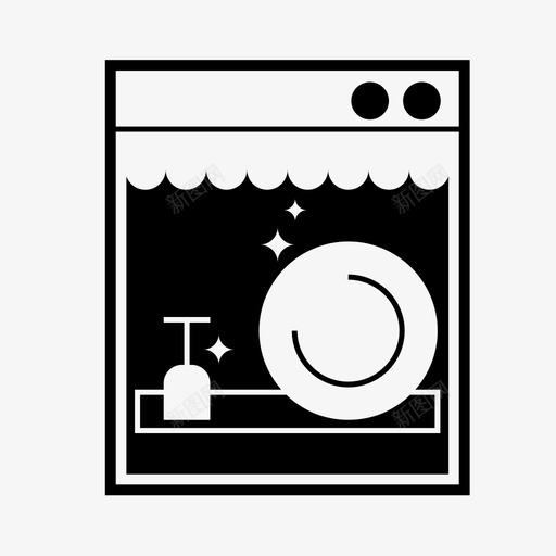 洗碗机电器清洁剂图标svg_新图网 https://ixintu.com 机器 水 洗碗机 清洁剂 玻璃 电器 盘子