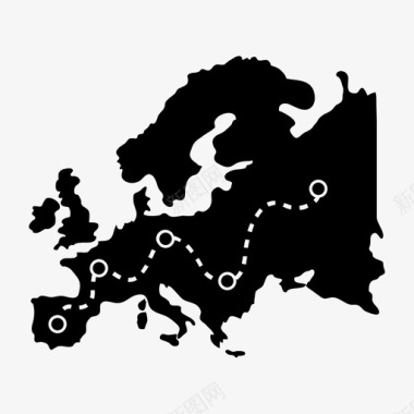 欧洲旅游大陆国家图标图标