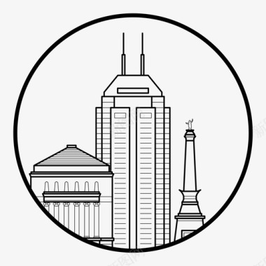 印第安纳波利斯建筑城市图标图标