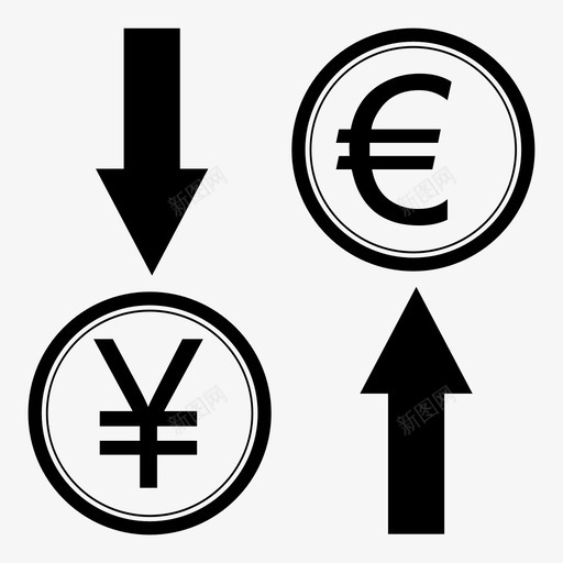 货币兑换纸币现金图标svg_新图网 https://ixintu.com 日元 欧元 现金 硬币 纸币 货币 货币兑换 金融