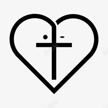 心脏和十字架医疗箱图标图标