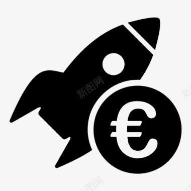 欧元创业火箭人图标图标