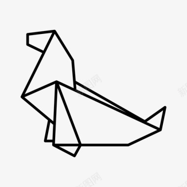 海豹动物折纸图标图标