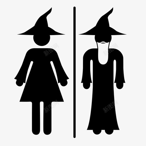 巫师洗手间标志性图标svg_新图网 https://ixintu.com 厕所 女巫 巫师 性 术士 标牌 洗手间标志 男人 警告 这是一个巫师的世界