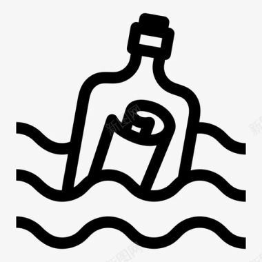 瓶子里的信息大海宝藏图标图标
