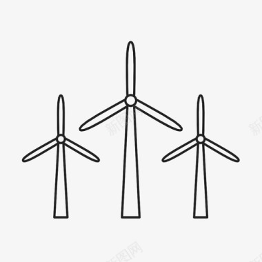 风车可持续发展自然能源图标图标
