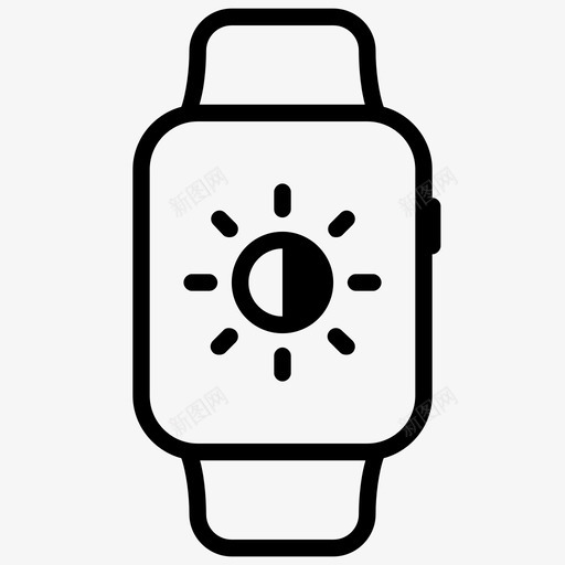 亮度手表阳光图标svg_新图网 https://ixintu.com 亮度 变暗 增加 手表 智能手表 灯光 设备 调整 阳光 降低