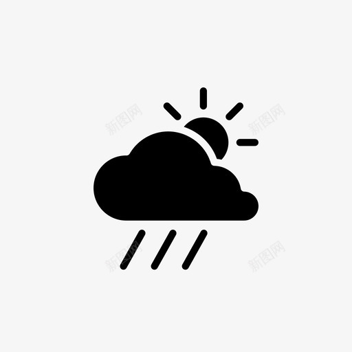 雨云风天气预报图标svg_新图网 https://ixintu.com 全天候预报固体 天气状况 天气要素 天气预报 太阳 雨云 雨天 风 风暴