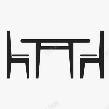 带椅子的餐桌家具图标图标