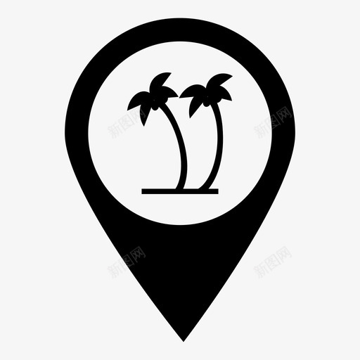 岛屿荒岛度假图标svg_新图网 https://ixintu.com 图钉 地图标记 定位销 导航 岛屿 度假 度假村 指针 棕榈树 热带 种植园 荒岛