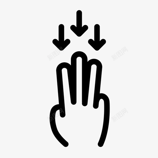三个手指向下拖动交互手势屏幕手势图标svg_新图网 https://ixintu.com 三个手指向下拖动 交互手势 屏幕手势 手势滑动点击触摸设置 技术 滑动 触摸 触摸屏 触摸手势