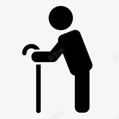 老人拐杖残疾人图标图标