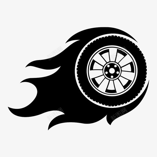 轮胎燃烧的橡胶尖叫声图标svg_新图网 https://ixintu.com 尖叫声 快速 挤压声 比赛 火焰 燃烧的橡胶 车轮 轮胎