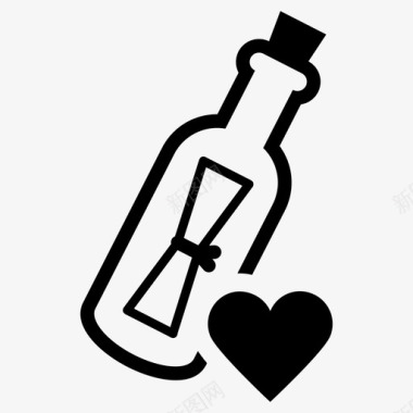 瓶子里的信息便条爱人图标图标