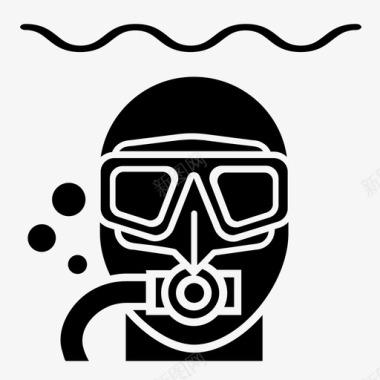 水肺潜水员水肺设备水下图标图标