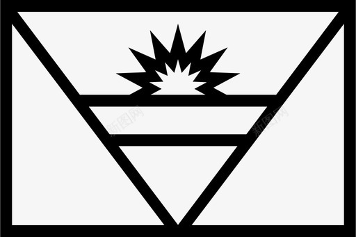 安提瓜和巴布达旗三角形日出图标图标