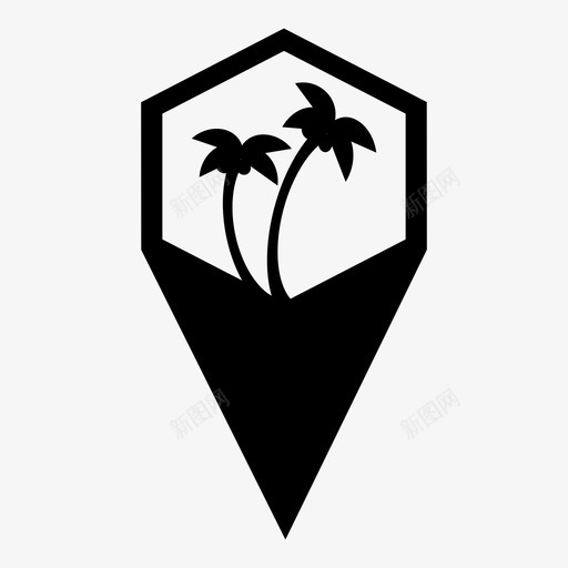 棕榈树热带度假村图标svg_新图网 https://ixintu.com 位置 图钉 地图 地图标记 导航 度假村 指针 标记 棕榈树 热带 种植园