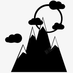 山顶白雪山云地质图标高清图片