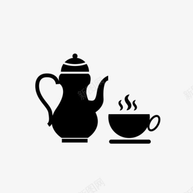 茶茶杯碟热茶图标图标