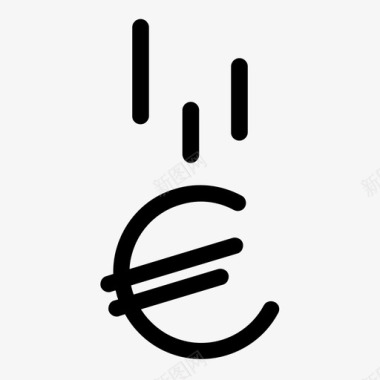 欧元下跌经济下跌图标图标