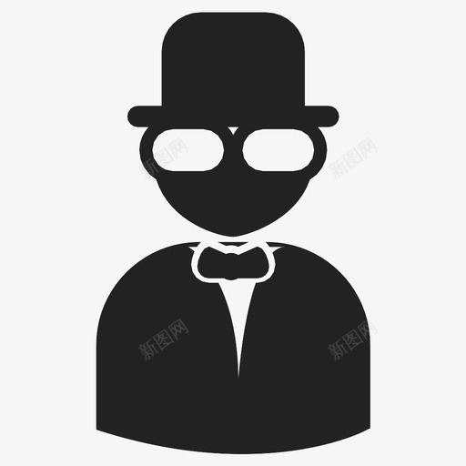 戴帽子西装系领带的男性图标svg_新图网 https://ixintu.com 戴帽子 系领带的男性 西装