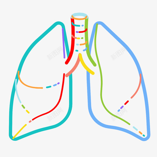 肺解剖学身体图标svg_新图网 https://ixintu.com 卡通 呼吸 咳嗽 器官 癌症 肺 解剖学 身体