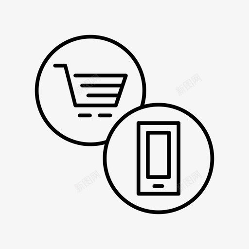移动购物在线销售图标svg_新图网 https://ixintu.com 在线 移动购物 购物车 贸易 超市 销售