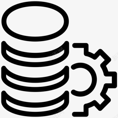 数据库服务器齿轮服务器与齿轮图标图标