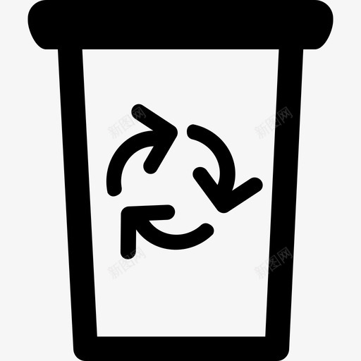 带回收标志的垃圾桶工具和器具基本用途图标svg_新图网 https://ixintu.com 基本用途 工具和器具 带回收标志的垃圾桶