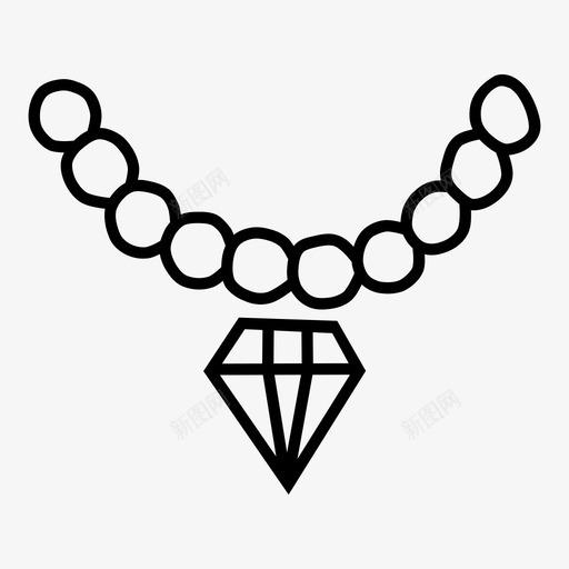 钻石项链富贵时尚图标svg_新图网 https://ixintu.com 宝石 富贵 时尚 时装 服饰涂鸦 珍珠 珠宝 钻石项链