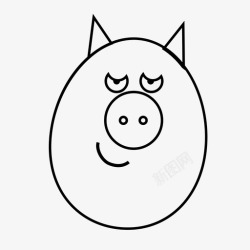 狡猾表情猪面部表情农场动物图标高清图片