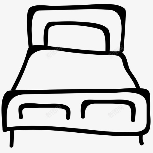 床卧室家具图标svg_新图网 https://ixintu.com 休息 卧室 室内 家具 床 睡眠 睡觉 酒店和餐厅手绘涂鸦图标