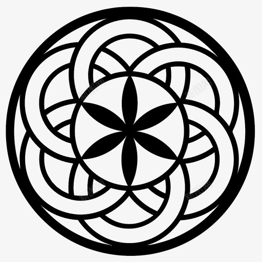 几何星星六个圆图标svg_新图网 https://ixintu.com 六个圆 几何形式 几何设计 圆形 形状 旋转 星星 玫瑰 黑色