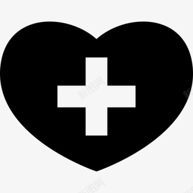 带十字符号的医疗心脏心跳图标图标