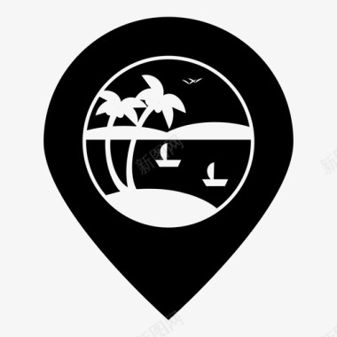 海滩海洋棕榈树图标图标