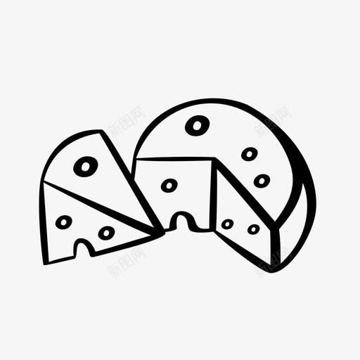 奶酪块奶酪轮图标svg_新图网 https://ixintu.com 乳制品 块 奶酪 奶酪轮 手绘 配料 食品