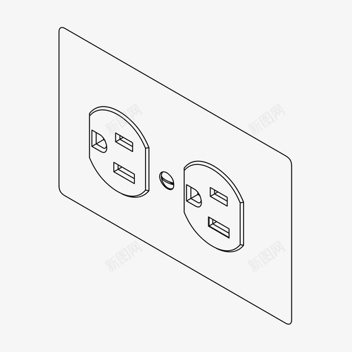 电源插座墙壁插座图标svg_新图网 https://ixintu.com 墙壁插座 电源插座