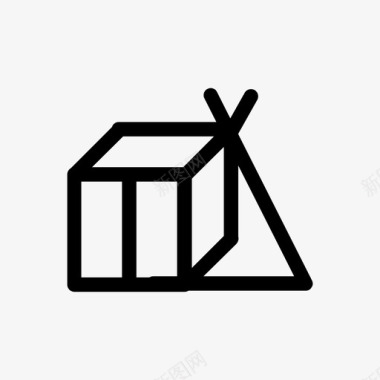 盒子和帐篷位置和物体图标图标
