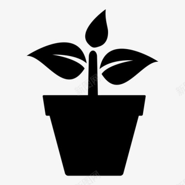 盆栽植物芽灌木图标图标