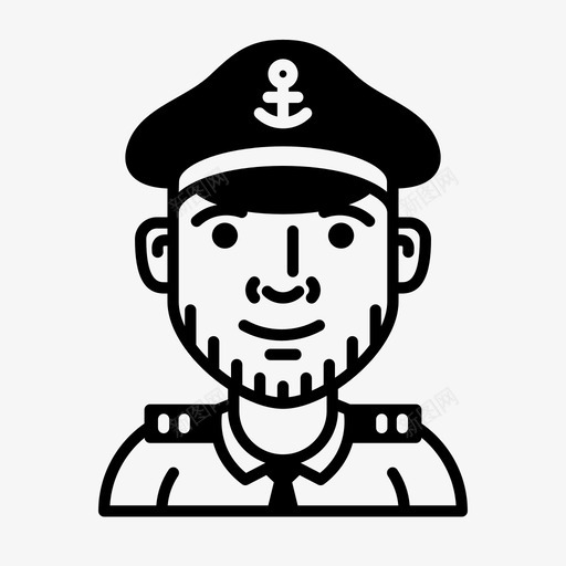 船长船海员图标svg_新图网 https://ixintu.com 水手 海员 老人 职业 肖像 船 船员 船长