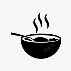拉面锅热食汤匙汤图标高清图片