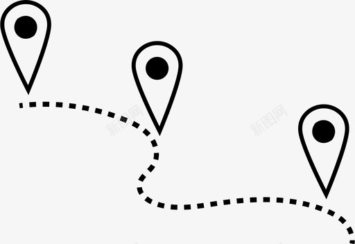 行程路径导航图标svg_新图网 https://ixintu.com 兴趣点 地图 导航 指南 方向 行程 路径