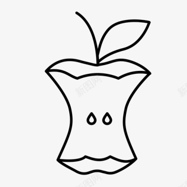 苹果苹果树桩食物残渣图标图标