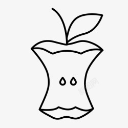 苹果核素描 简笔画图片