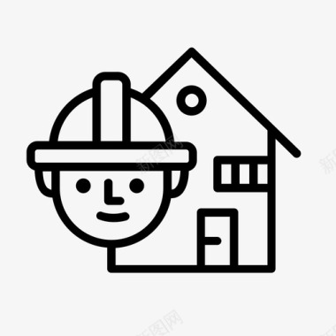 建筑工人训练有素安全图标图标