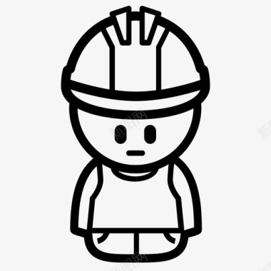 建筑工人面部表情安全帽图标图标